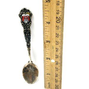 Vintage Hamburg Souvenir Spoon With Enamel Crest & Ornate Handle B161